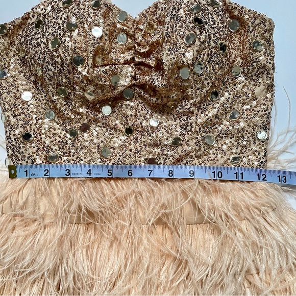 3/$20 Junior Dress RAMEPAGE Sequined with feather hem, Tag says Size 5 - Picture 12 of 13